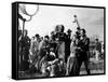 Le realisateur John Ford dirige Constance Towers and John Wayne sur le tournage du film Les Cavalie-null-Framed Stretched Canvas