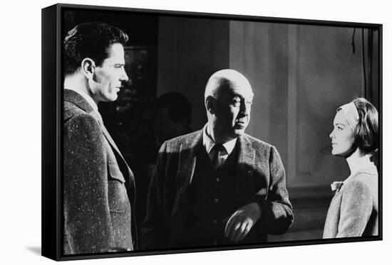 Le realisateur Otto Preminger,Tom Tryron and Romy Schneider sur le tournage du film Le Cardinal THE-null-Framed Stretched Canvas