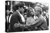 Le realisateur Rene Clement, Alain Delon and Jane Fonda sur le tournage du film Les Felins en, 1963-null-Stretched Canvas