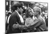 Le realisateur Rene Clement, Alain Delon and Jane Fonda sur le tournage du film Les Felins en, 1963-null-Mounted Photo