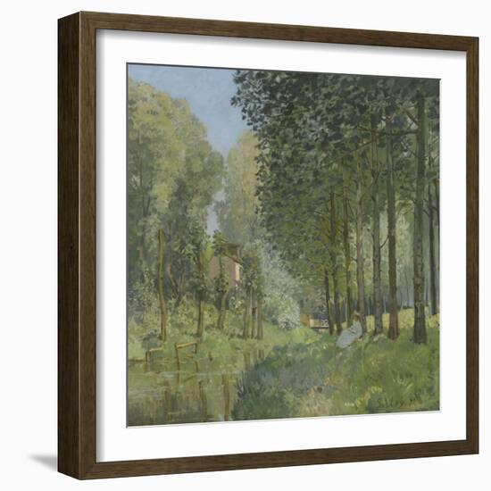 Le repos au bord du ruisseau.Lisière de bois-Alfred Sisley-Framed Giclee Print