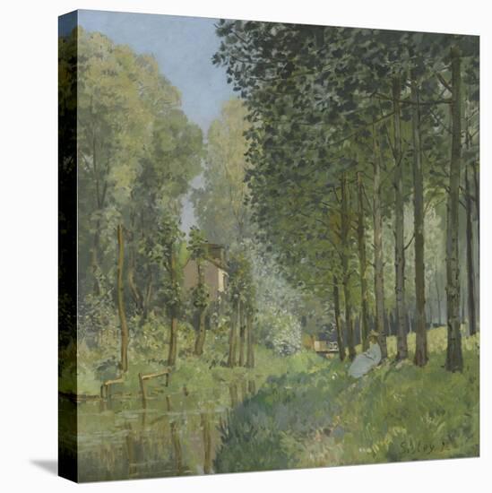 Le repos au bord du ruisseau.Lisière de bois-Alfred Sisley-Stretched Canvas