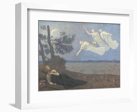 Le rêve. "Il voit dans son sommeil l'Amour, la Gloire et la Richesse lui apparaître"-Pierre Puvis de Chavannes-Framed Giclee Print