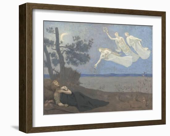 Le rêve. "Il voit dans son sommeil l'Amour, la Gloire et la Richesse lui apparaître"-Pierre Puvis de Chavannes-Framed Giclee Print