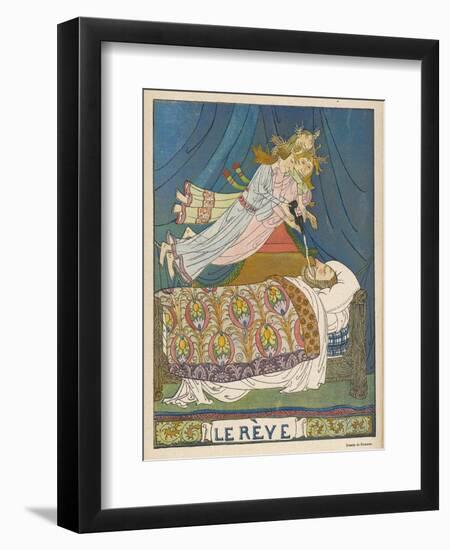 "Le Reve" Three Night-Flying Spirits Pour Beautiful Dreams into the Head of a Sleeping Man-Dunker-Framed Art Print