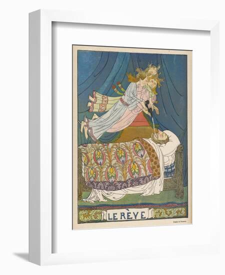 "Le Reve" Three Night-Flying Spirits Pour Beautiful Dreams into the Head of a Sleeping Man-Dunker-Framed Art Print