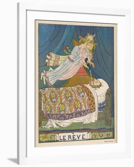 "Le Reve" Three Night-Flying Spirits Pour Beautiful Dreams into the Head of a Sleeping Man-Dunker-Framed Art Print