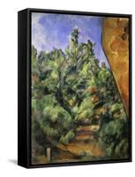 Le Rocher Rouge-Paul Cézanne-Framed Stretched Canvas