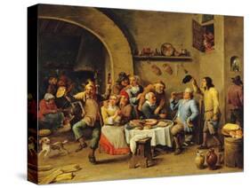 Le Roi Boit (The King Drinks)-David Teniers the Younger-Stretched Canvas