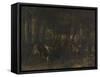 Le rut du printemps, combat de cerfs-Gustave Courbet-Framed Stretched Canvas