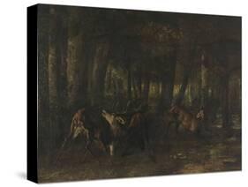 Le rut du printemps, combat de cerfs-Gustave Courbet-Stretched Canvas
