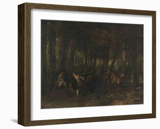 Le rut du printemps, combat de cerfs-Gustave Courbet-Framed Giclee Print
