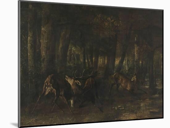 Le rut du printemps, combat de cerfs-Gustave Courbet-Mounted Giclee Print