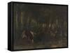 Le rut du printemps, combat de cerfs-Gustave Courbet-Framed Stretched Canvas