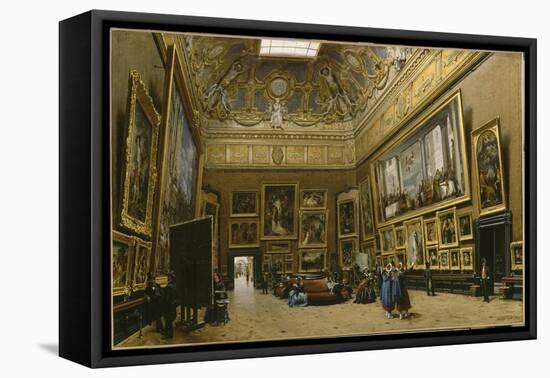Le Salon Carré au Musée du Louvre-Giuseppe Castiglione-Framed Stretched Canvas