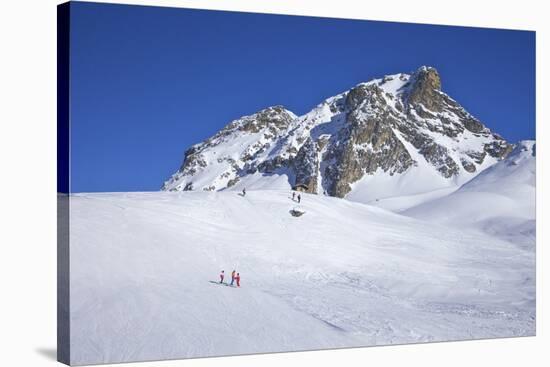 Le Serac Blue Piste, Winter Sun, Champagny, La Plagne, French Alps, France, Europe-Peter Barritt-Stretched Canvas