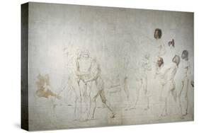 Le Serment du Jeu de Paume à Versailles le 20 juin 1789, fond d'architecture de Charles Moreau-Jacques-Louis David-Stretched Canvas