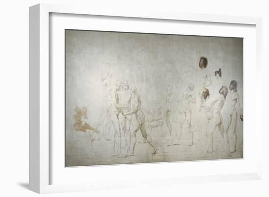 Le Serment du Jeu de Paume à Versailles le 20 juin 1789, fond d'architecture de Charles Moreau-Jacques-Louis David-Framed Giclee Print