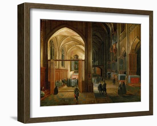 Le Service Du Soir Dans Une Eglise Gothique - Evening Service in a Gothic Church - Hendrick Van Ste-Hendrik van Steenwyck-Framed Giclee Print