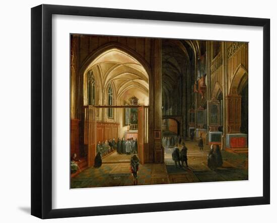Le Service Du Soir Dans Une Eglise Gothique - Evening Service in a Gothic Church - Hendrick Van Ste-Hendrik van Steenwyck-Framed Giclee Print