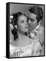 Le signe by Zorro MARK OF ZORRO by RoubenMamoulian with Linda Darnell and Tyrone Power, 1940 (b/w p-null-Framed Stretched Canvas