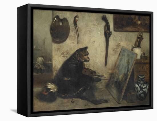 Le Singe peintre dit Intérieur d'atelier-Alexandre Gabriel Decamps-Framed Stretched Canvas