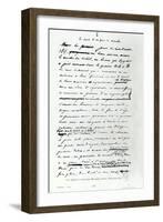 Le Soir D'Un Jour de Marche, Facsimile of Page from Manuscript "Les Miserables" by Victor Hugo-null-Framed Giclee Print