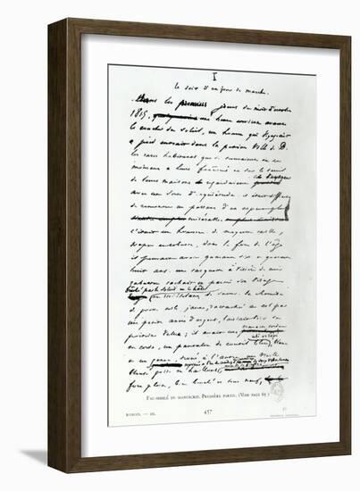 Le Soir D'Un Jour de Marche, Facsimile of Page from Manuscript "Les Miserables" by Victor Hugo-null-Framed Giclee Print