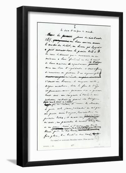 Le Soir D'Un Jour de Marche, Facsimile of Page from Manuscript "Les Miserables" by Victor Hugo-null-Framed Giclee Print