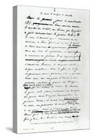 Le Soir D'Un Jour de Marche, Facsimile of Page from Manuscript "Les Miserables" by Victor Hugo-null-Stretched Canvas