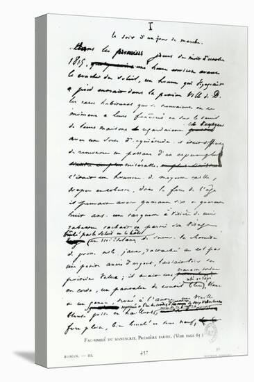 Le Soir D'Un Jour de Marche, Facsimile of Page from Manuscript "Les Miserables" by Victor Hugo-null-Stretched Canvas
