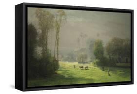 Le soleil chasse le brouillard-Antoine Chintreuil-Framed Stretched Canvas