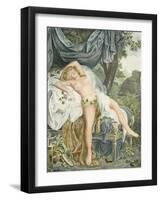 Le Someil D'Érigone. the Sleep of Érigone. Semi Naked Woman Resting on a Be-null-Framed Giclee Print