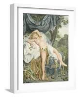 Le Someil D'Érigone. the Sleep of Érigone. Semi Naked Woman Resting on a Be-null-Framed Giclee Print