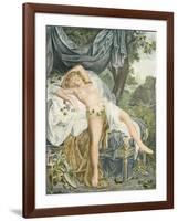 Le Someil D'Érigone. the Sleep of Érigone. Semi Naked Woman Resting on a Be-null-Framed Giclee Print