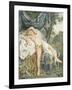 Le Someil D'Érigone. the Sleep of Érigone. Semi Naked Woman Resting on a Be-null-Framed Giclee Print