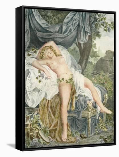 Le Someil D'Érigone. the Sleep of Érigone. Semi Naked Woman Resting on a Be-null-Framed Stretched Canvas