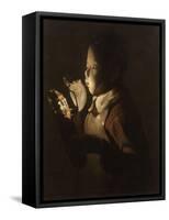 Le souffleur à la lampe-Georges de La Tour-Framed Stretched Canvas