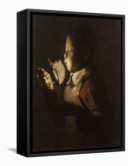 Le souffleur à la lampe-Georges de La Tour-Framed Stretched Canvas