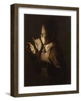 Le souffleur à la lampe-Georges de La Tour-Framed Giclee Print