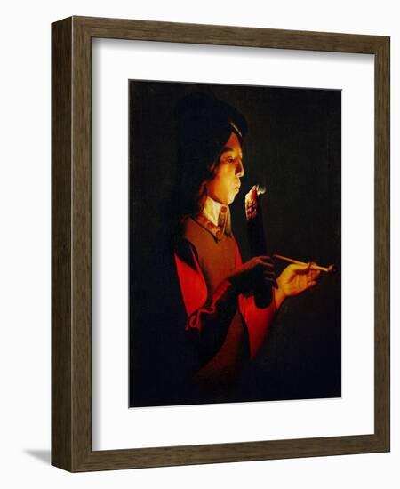 Le souffleur a la pipe-Boy blowingon a Firebrand, 1645-Georges de La Tour-Framed Giclee Print