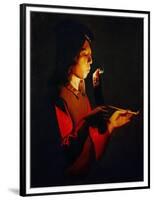 Le souffleur a la pipe-Boy blowingon a Firebrand, 1645-Georges de La Tour-Framed Premium Giclee Print