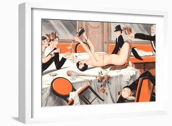 Le Sourire, Erotica Drunks Orgies Champagne Party Magazine, France, 1920-null-Framed Giclee Print