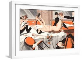 Le Sourire, Erotica Drunks Orgies Champagne Party Magazine, France, 1920-null-Framed Giclee Print