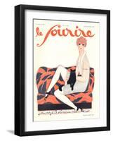 Le Sourire, Glamour Art Deco Pets Cats Womens Magazine, France, 1928-null-Framed Giclee Print