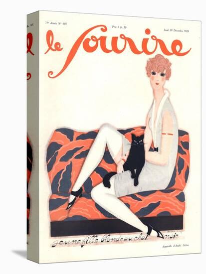 Le Sourire, Glamour Art Deco Pets Cats Womens Magazine, France, 1928-null-Stretched Canvas