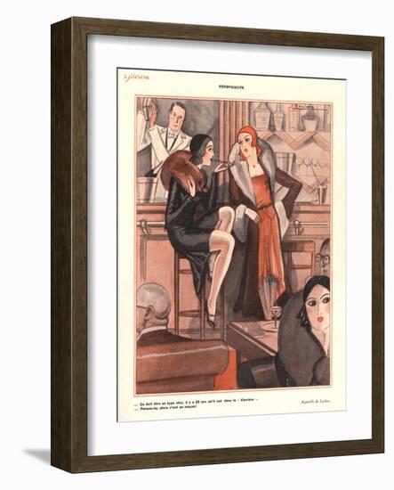 Le Sourire, Glamour Bars Cocktails Alcohol Evening-Dress Cigarettes Smoking Magazine, France, 1920-null-Framed Giclee Print