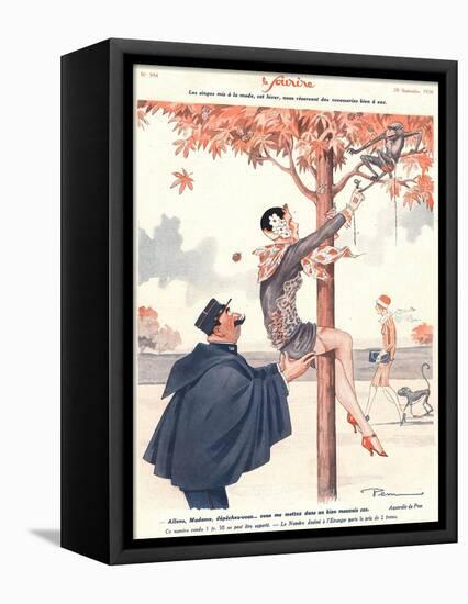 Le Sourire, Glamour Erotica Police Climbing Trees Magazine, France, 1920-null-Framed Stretched Canvas