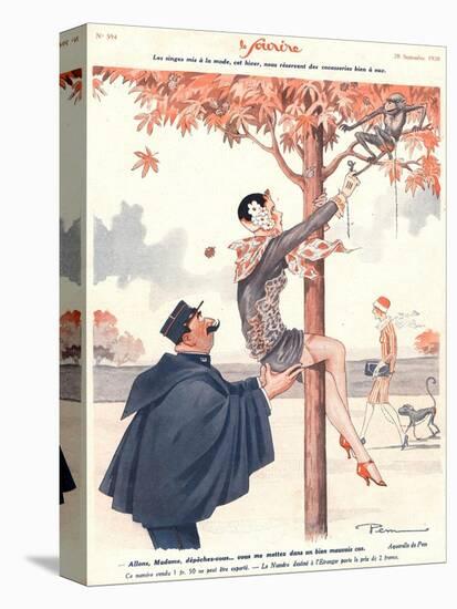 Le Sourire, Glamour Erotica Police Climbing Trees Magazine, France, 1920-null-Stretched Canvas