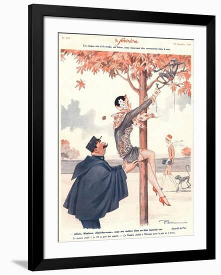 Le Sourire, Glamour Erotica Police Climbing Trees Magazine, France, 1920-null-Framed Giclee Print